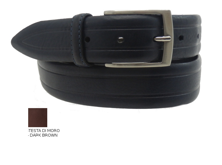 Cintura in Cuoio volanata - Testa di Moro - 35mm